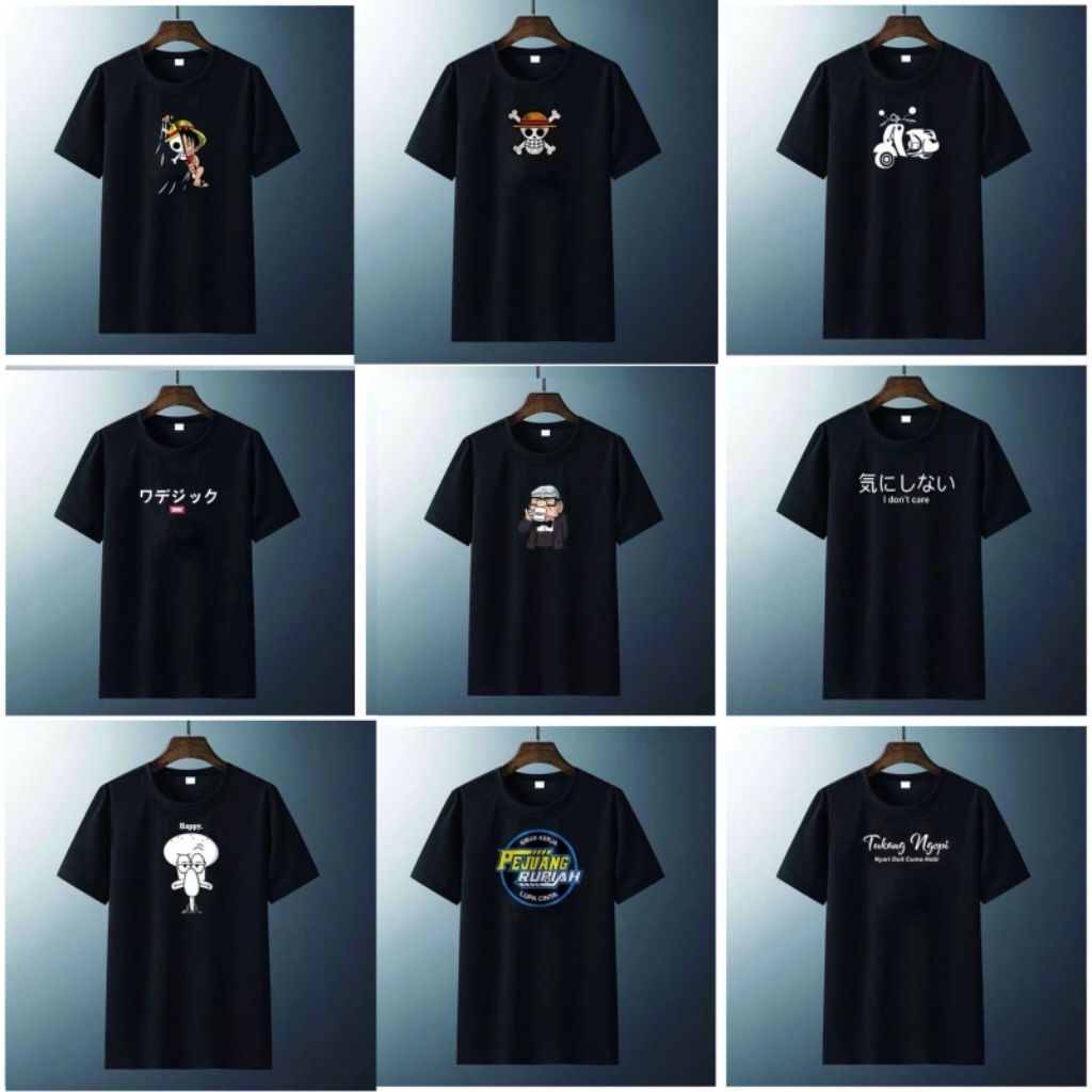 BAJU GROSIR ISI 20 KAOS  DEWASA SABLON  MOTIF PRIA DAN WANITA LOKAL BUATAN INDONESIA