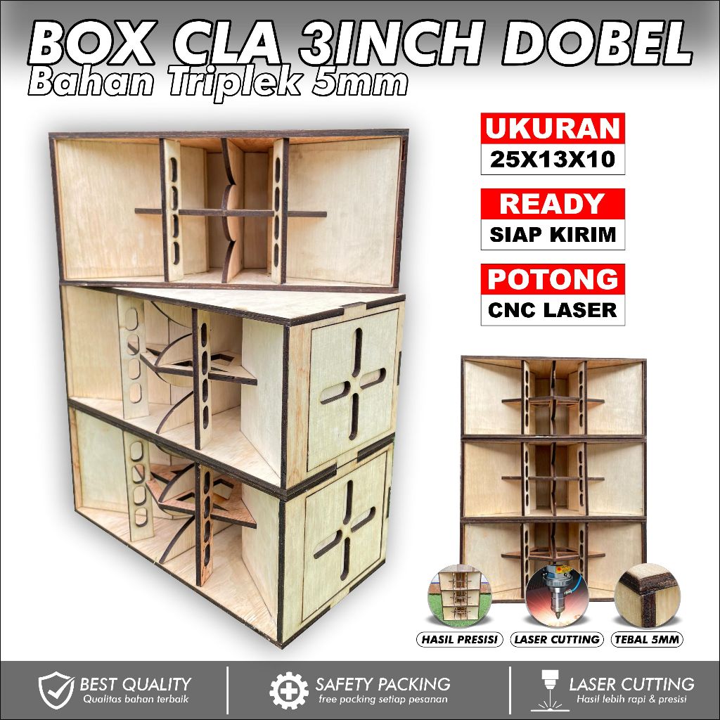 Box Speaker CLA 3inch Dobel Miniatur Sound System Bahan 5mm