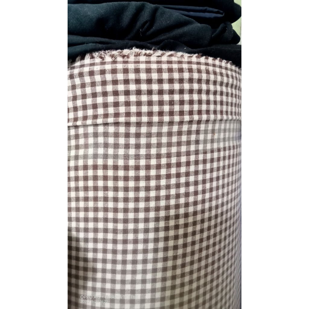 kain katun linen premium bahan linen motif bahan kain linen kotak2 linen _meteran kain _linen import