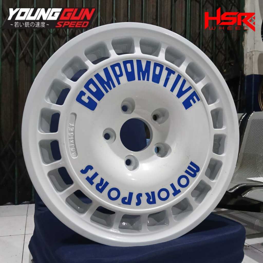 Compomotive velg mobil ring 15 HSR RL,pelek mobil ertiga grandmax l300 r15 baut 5x114,3 putih