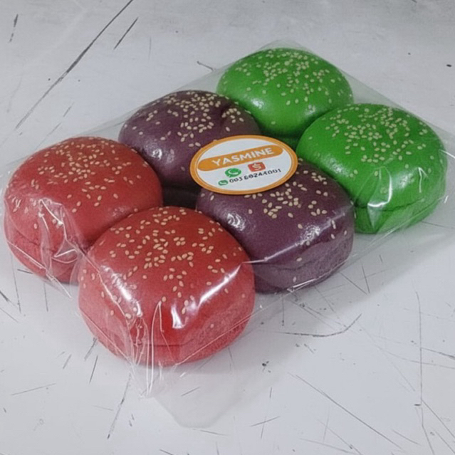 roti burger 3 warna 6pcs