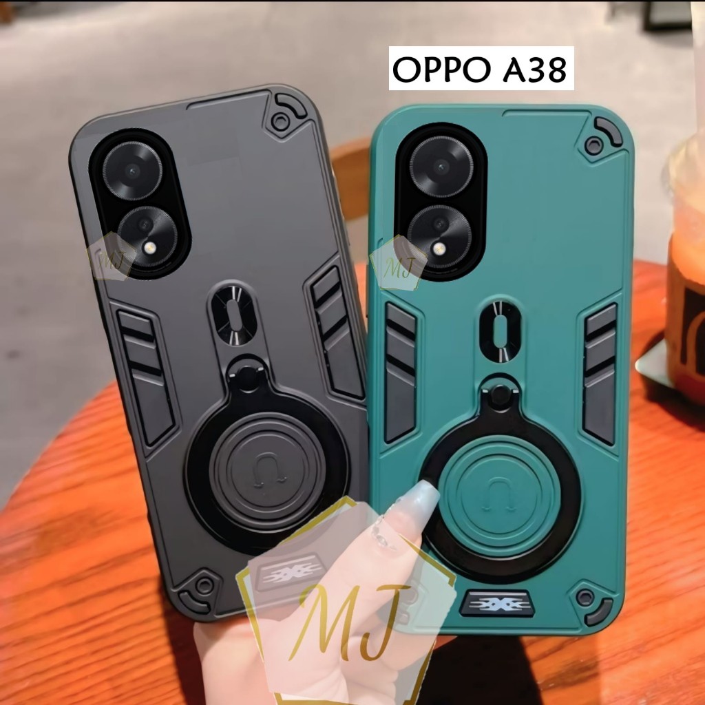 Casing Hp Oppo A38 Case Robot Fiber Ring 360 Ring Case Pro Camera Cover Handphone