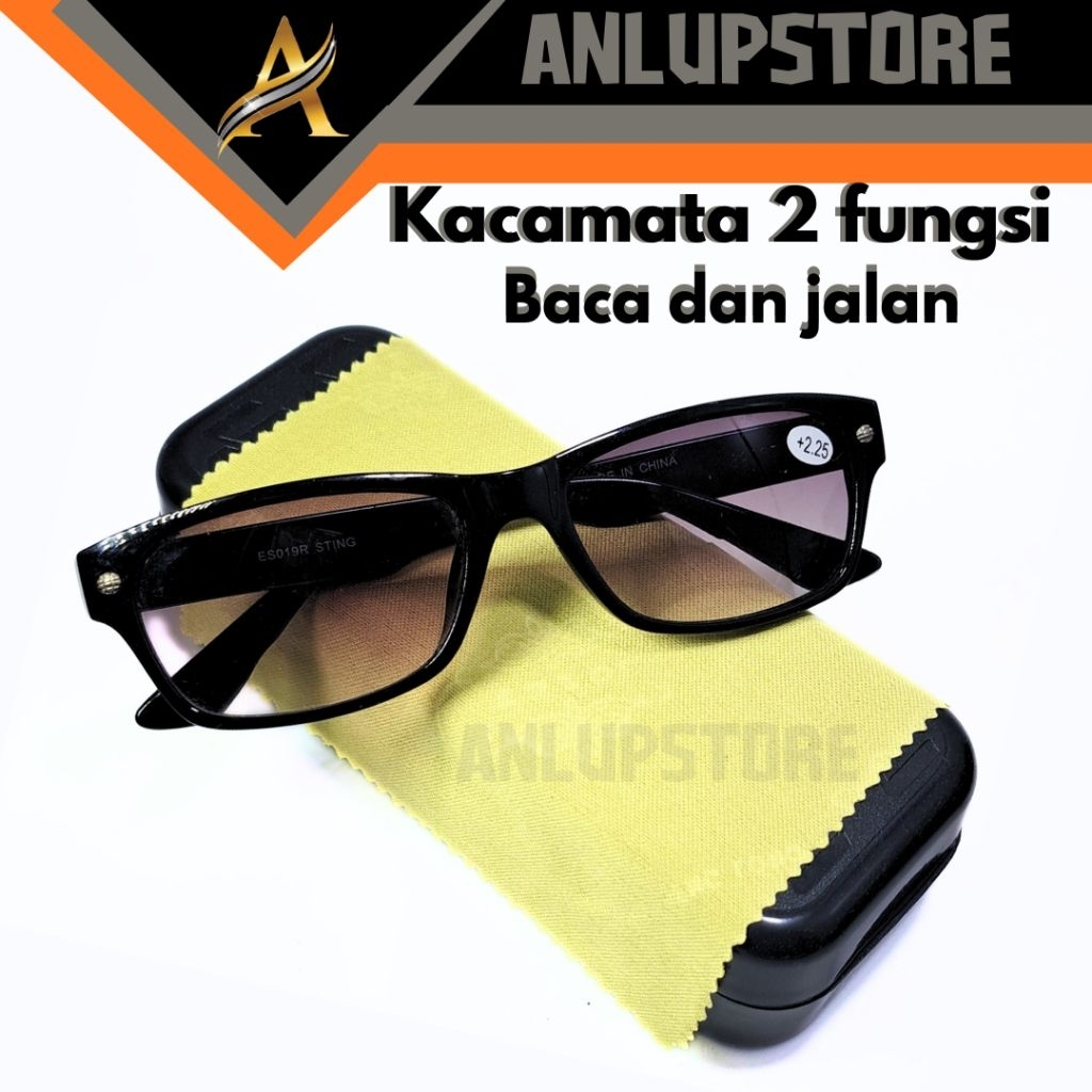 Kacamata plus 2in1 fungsi baca dan jalan hitam
