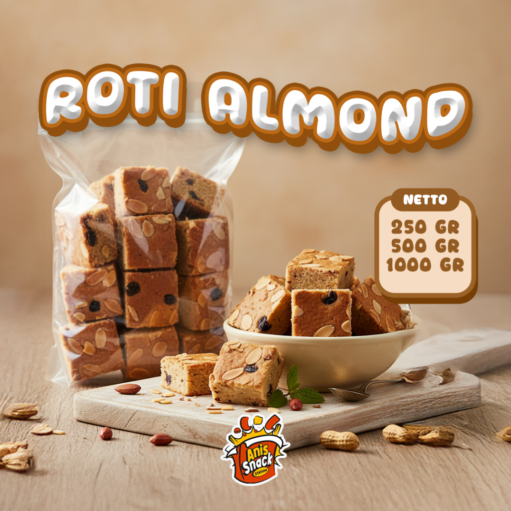 Roti Panggang Kering Almond / Roti Panggang Kotak Almond