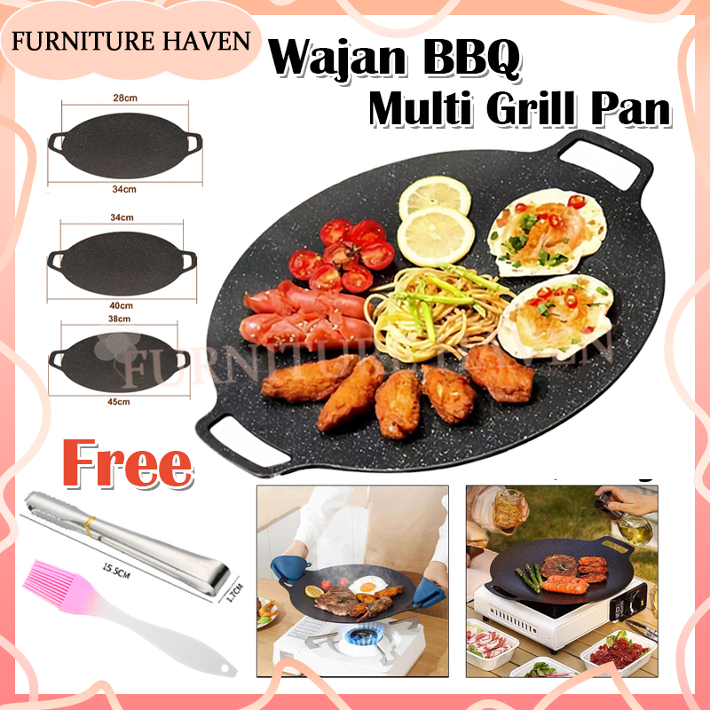 Wajan Panggangan Anti Lengket Bulat/Grill Pan Anti Lengket/Bulat Pemanggang Sate