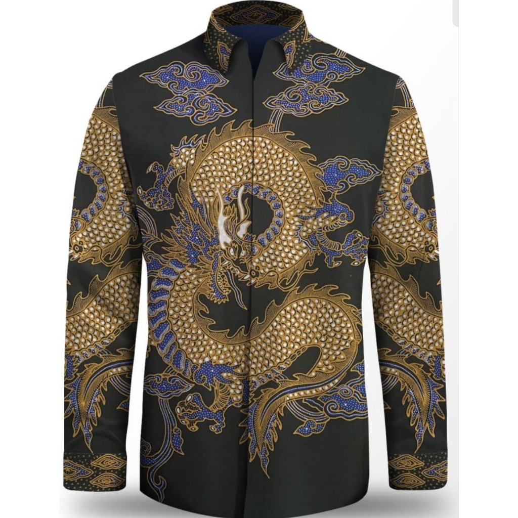 kain batik tulis pria bahan katun halus motif naga