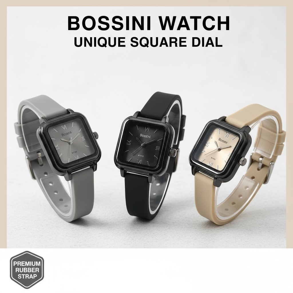 Jam Tangan Wanita Sweet Soft Strap Silikon | Hadiah Kekinian dan Free Box Original | Bossini B1103