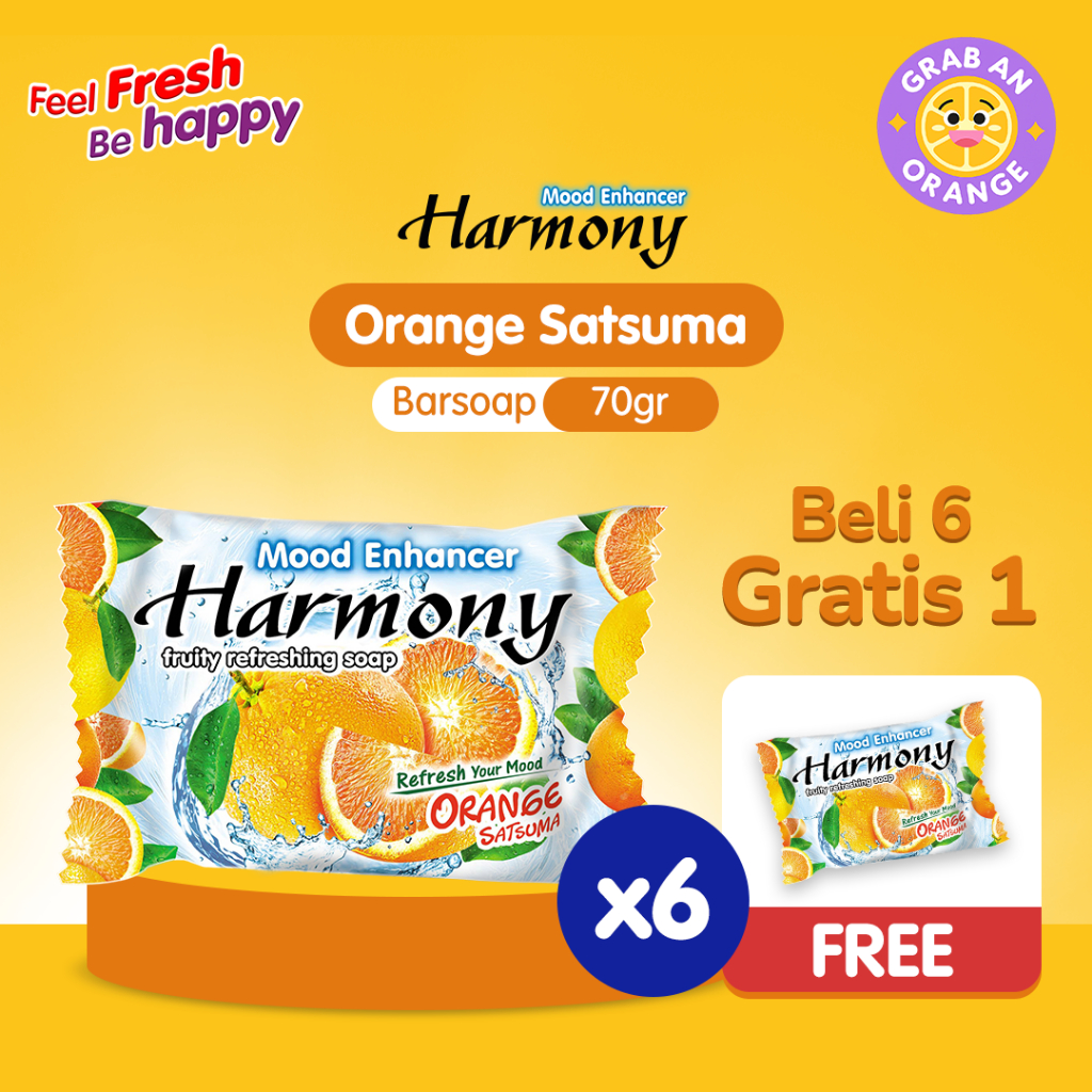 [BUNDLE] 6 HARMONY Sabun Buah Orange 70g gratis HARMONY Sabun Buah Orange 70g