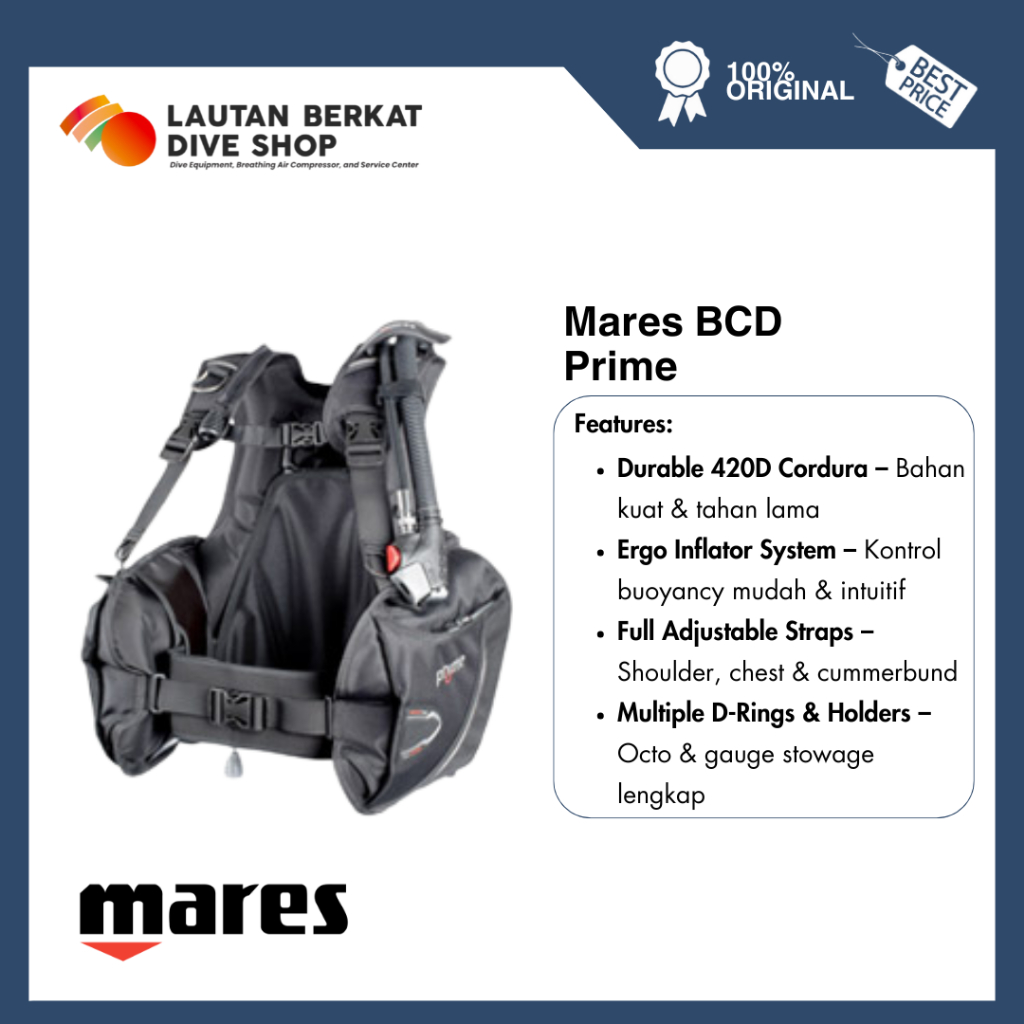 BCD Mares Prime – Professional BCD / BCD Scuba Diving / Peralatan Selam / Alat Selam Scuba Diving / 