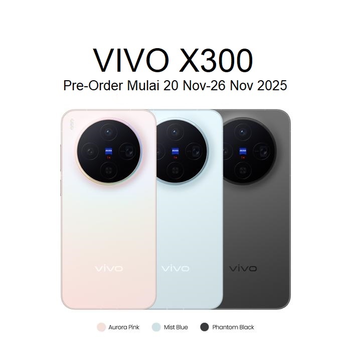 Vivo X300 RAM 12/256GB Kamera 200 MP ZEISS Chipset  Dimensity 9500 Baterai  6040 mAh