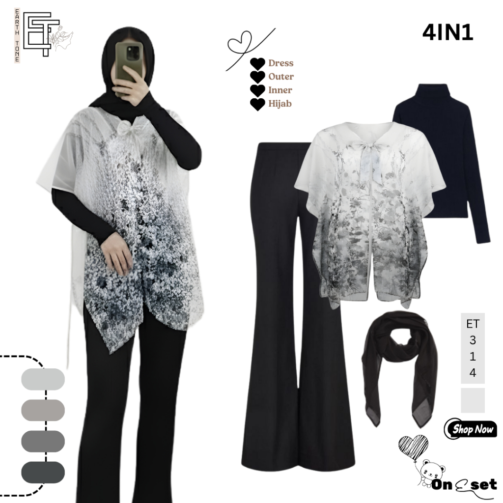 Onset Kondangan Remaja | Outfit Bukber Kekinian [Outer + Cutbray/Rok + Hijab + Manset] ET314