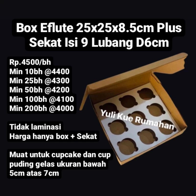 Box Eflute 25x25x8.5cm + sekat 9 lubang