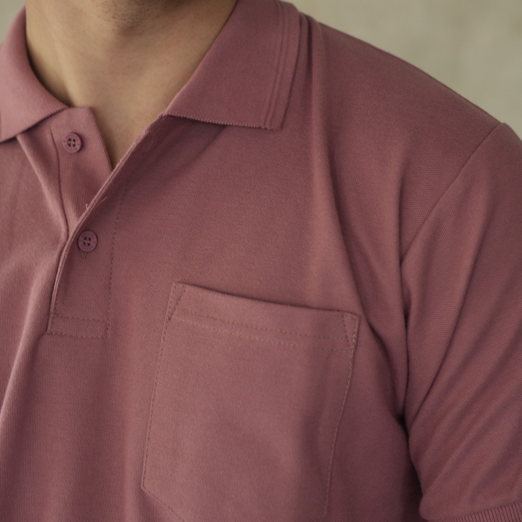 Arvada Kaos Polo Shirt Pria Saku Polos Bahan Polo Pique
