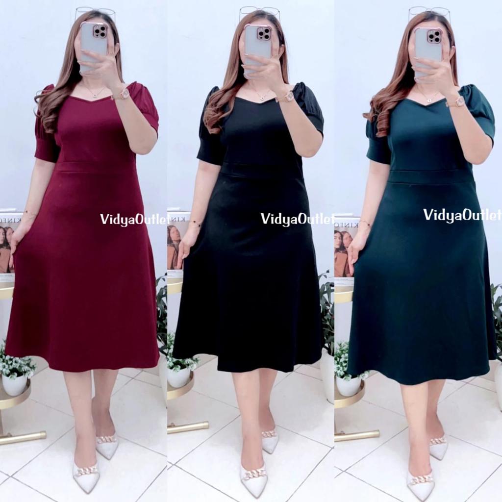 Dress Polos 8917 Bahan Scuba Premium Dres Natalan Lebaran Imlek