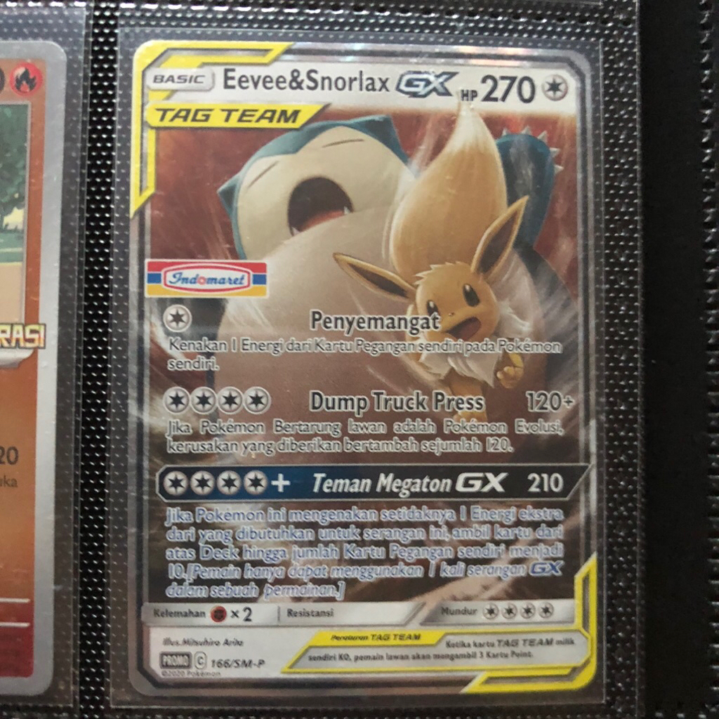 Eevee & Snorlax GX Indomaret Promo 166/SM-P, Pokemon TCG Indonesia