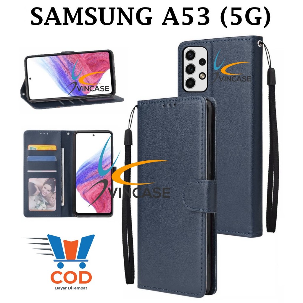 SAMSUNG A53 (5G) FLIP LEATHER CASE PREMIUM - FLIP WALLET CASE KULIT UNTUK SAMSUNG A53 (5G) - CASING 