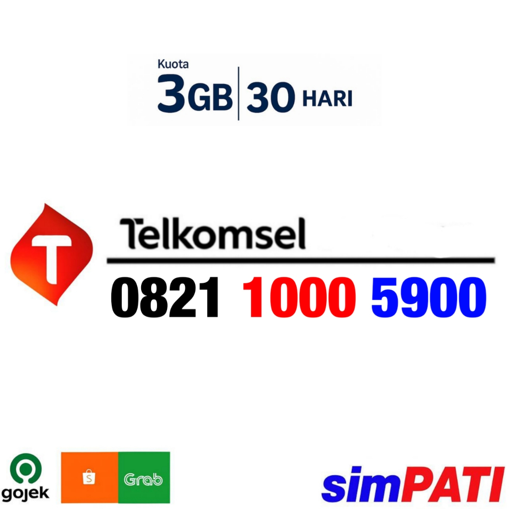 INCLUDE KOUTA 3GB -  Kartu Perdana Nomor Cantik Telkomsel Simpati - RATUSAN RIBUAN - O821 1000 5900