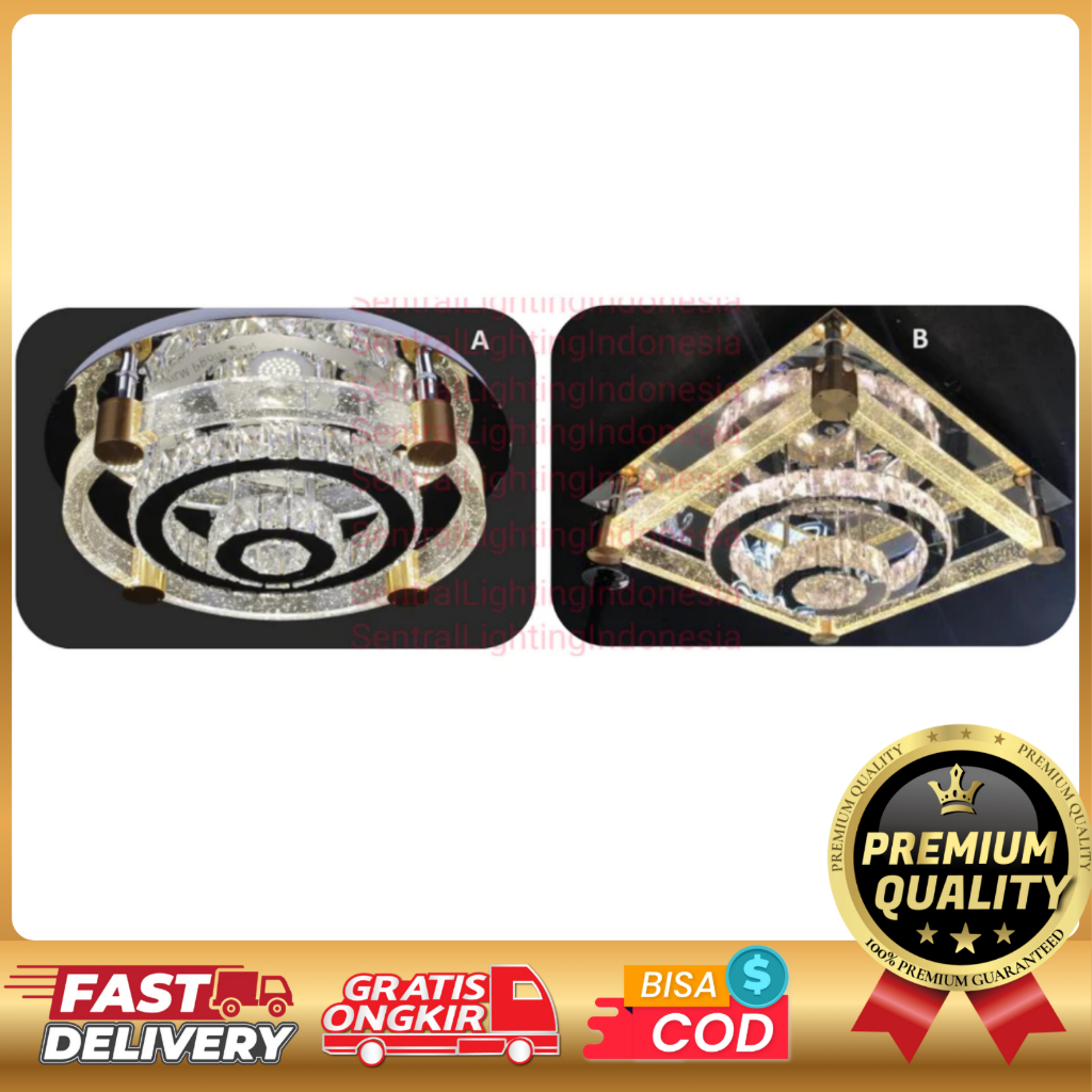 SL1640-60/1643-60X60 LAMPU PLAFON KRISTAL LED+REMOTE MINIMALIS MODERN RUANG TAMU KAMAR TIDUR DEKORAS