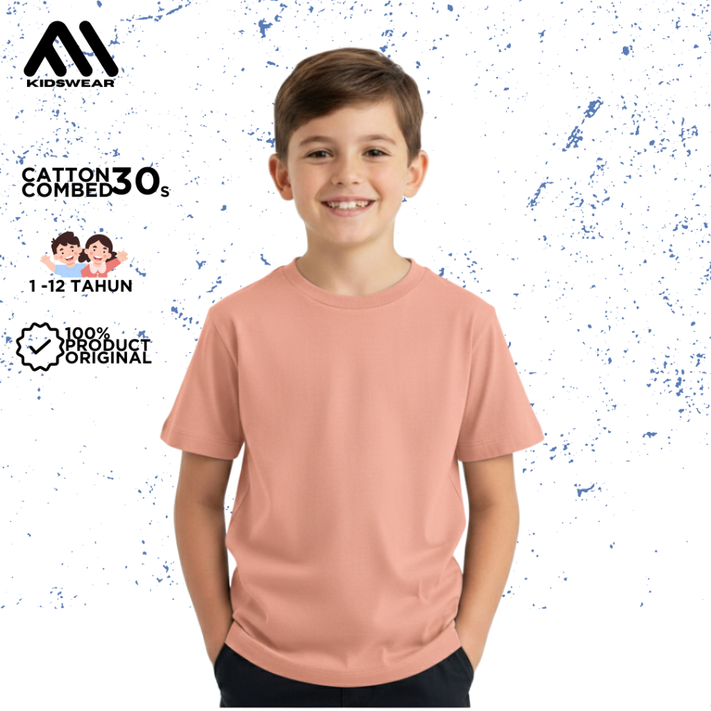Maxikids Kaos Tshirt Polos Anak - Peach