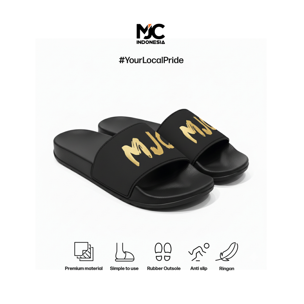MJC Indonesia Sandal Pria Sandal Slop Pria Wanita Sendal Slide Anti Slip Anti Air SD-MJC Gold