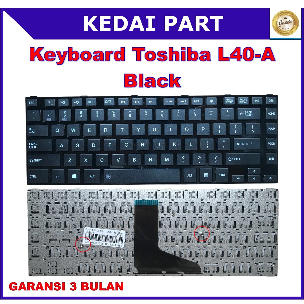 KEYBOARD TOSHIBA SATELLITE L40 L40A L40-A L45 HITAM