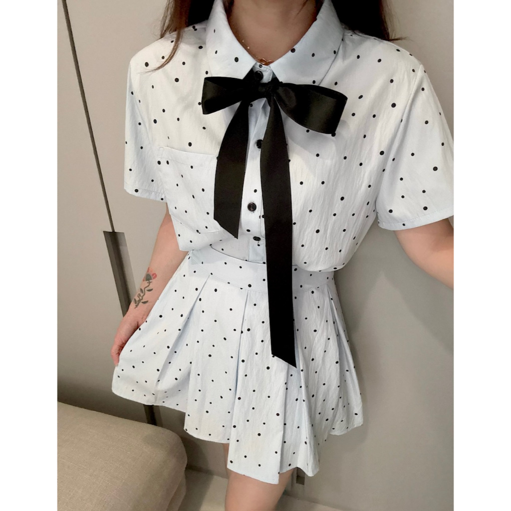 Ndudshop – Polka set (Kode: 5203) – Setelan Wanita – Setelan Skirt Wanita – Setelan Rok Wanita – Set