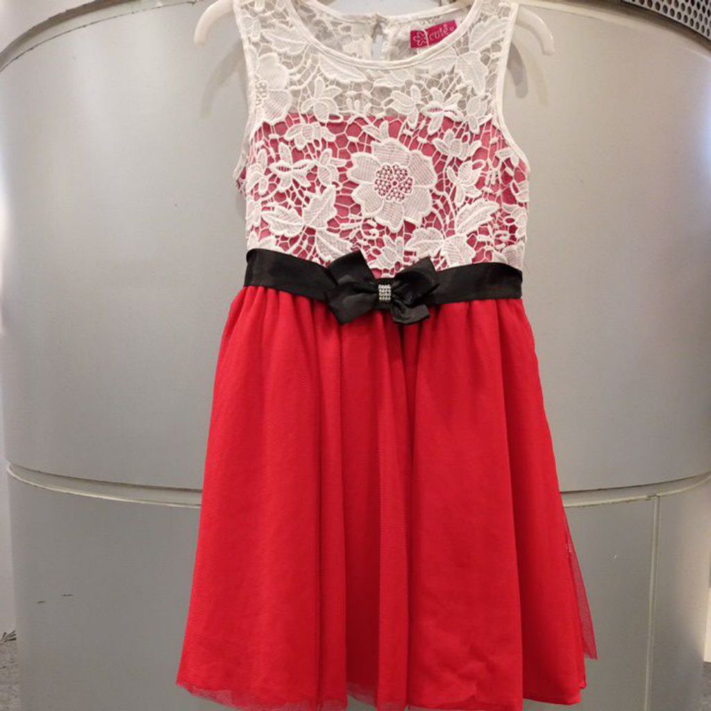 Cute dress anak warna merah dan putih dress party baju natal