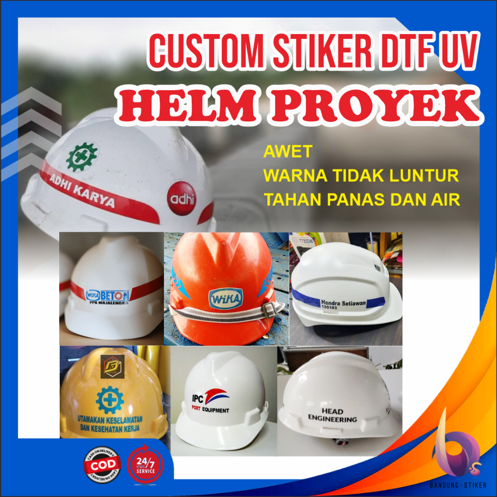Custom stiker dtf uv Logo Helm Proyek