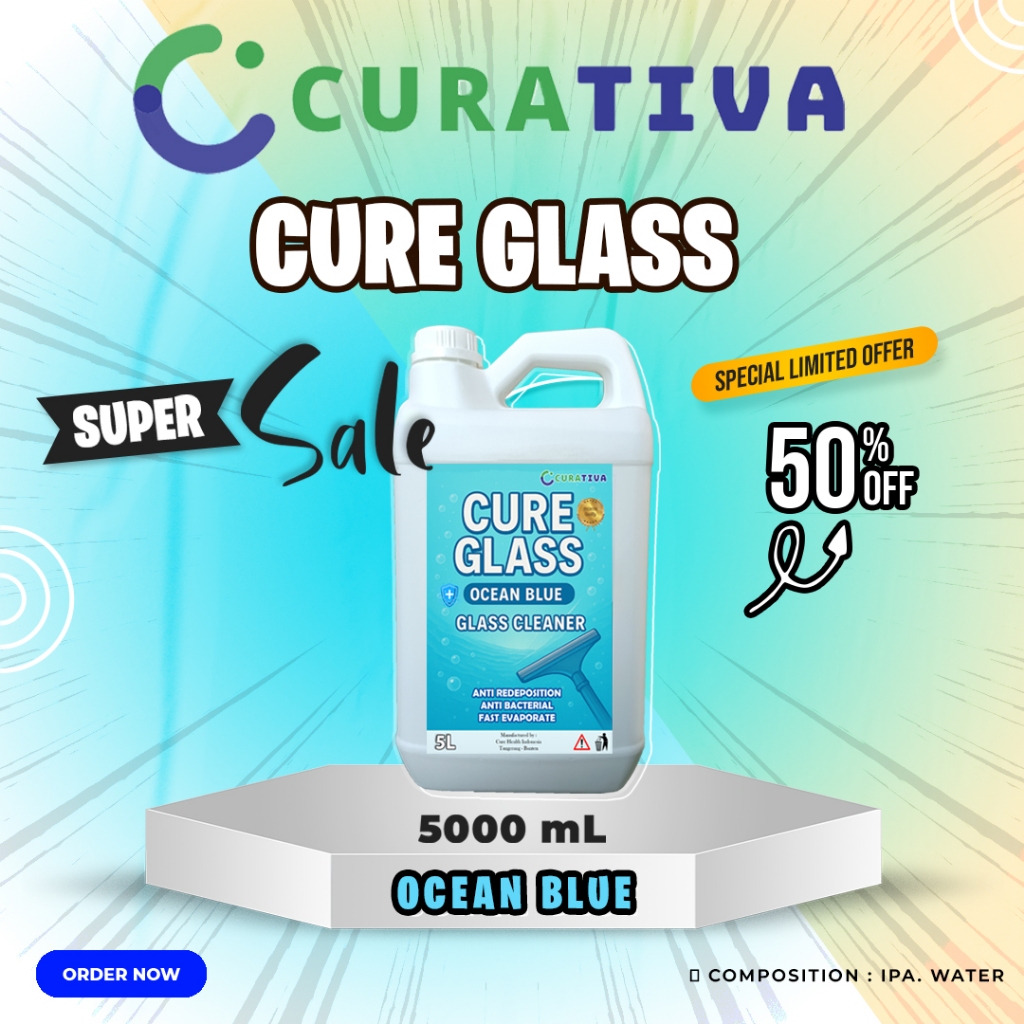 CURATIVA Cure Glass – Glass Cleaner 5L Cairan Pembersih Kaca Rumah Premium