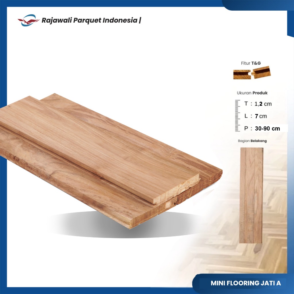 Rajawali Parquet Mini Flooring Kayu Jati Grade A Lantai Indoor (PER METER)