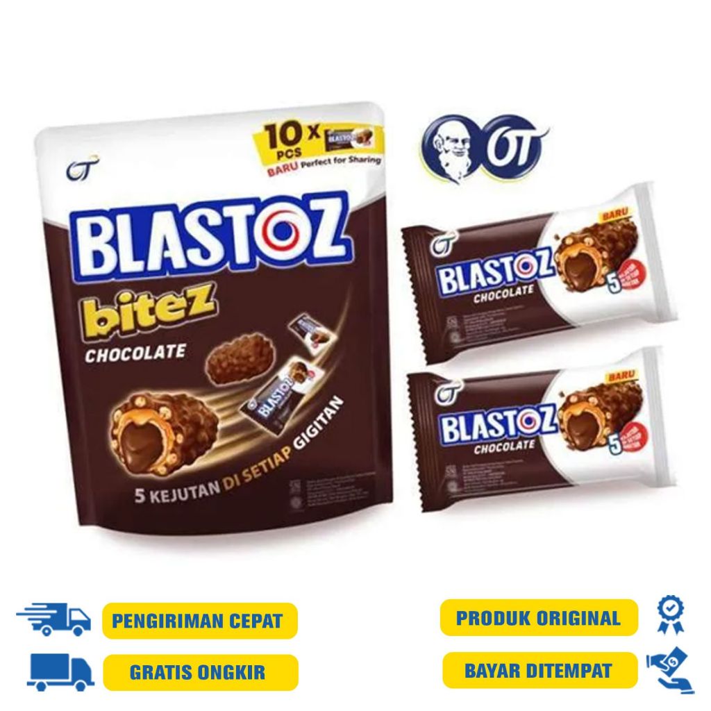 BLASTOZ bites Chocolate 80 g.r  pouch isi 10 pcs