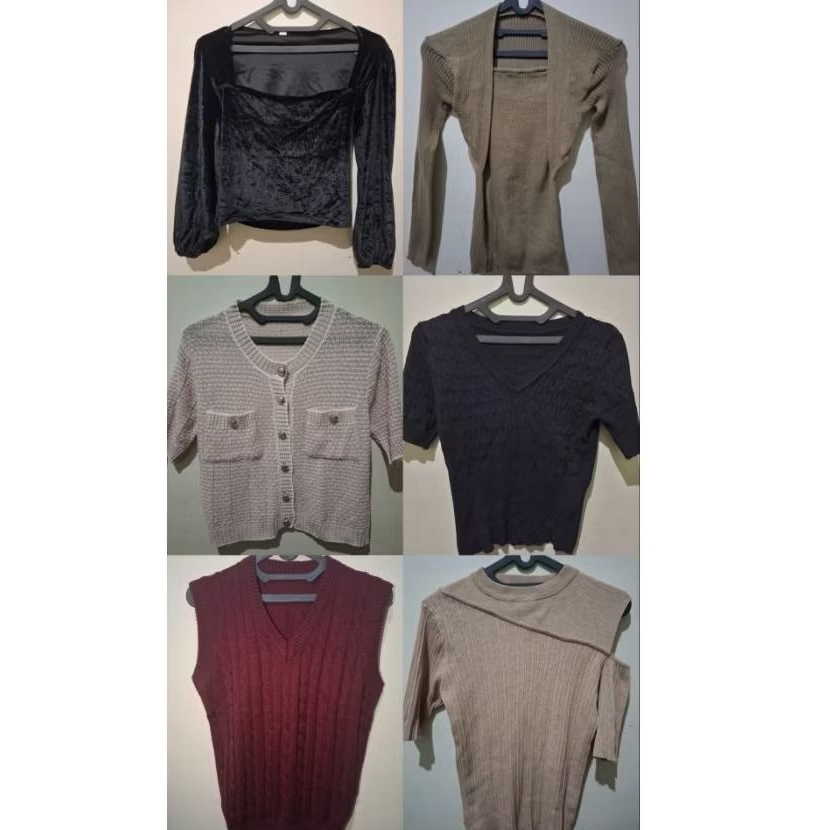 PRELOVED Atasan Wanita / Crop Cardingan, Rajut, Bludru