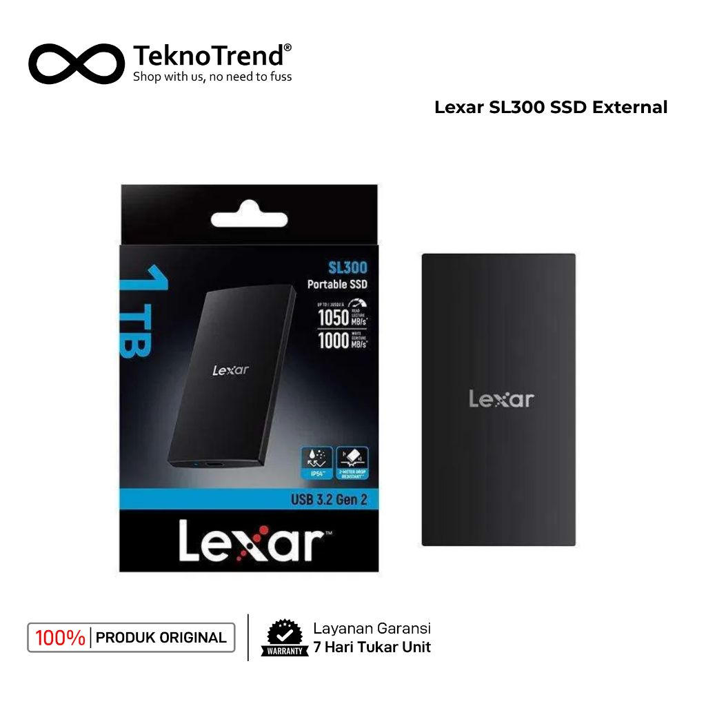 Lexar SL300 SSD External Portable 2TB - 2 TB USB-C 3.2