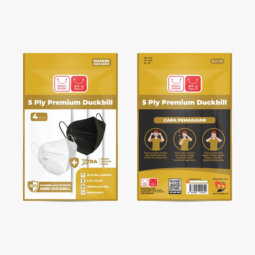 MASKER DUCKBILL MIU MASK MASKER KN95 MIU MASK 5 PLY  ISI 4 Pcs