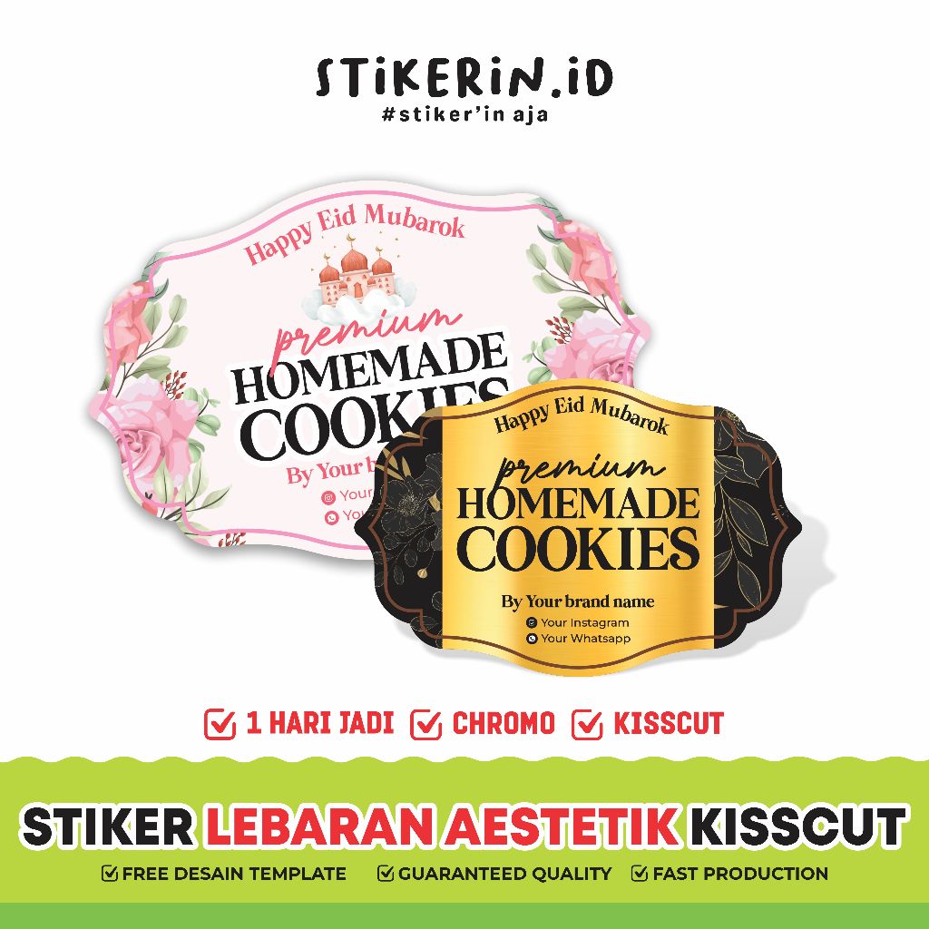 Stiker Toples Kue Kering Desain Aestetik | Stiker Kemasan Lebaran | Stiker Cutting Tinggal tempel
