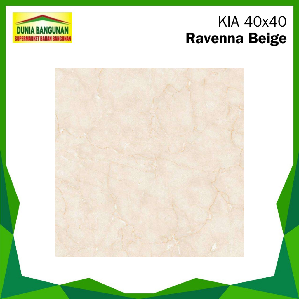 Keramik 40x40 Lantai KIA Ravenna Beige Keramik Glossy Marble Beige Keramik Lantai Glossy
