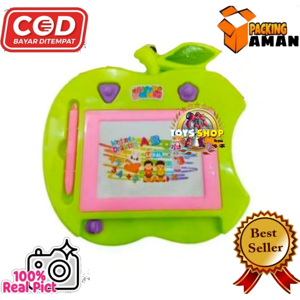 COD PROMO LKL013 MAINAN MURAH ANAK PAPAN TULIS KATAKTER APEL / PAPAN TULIS MAGNET / PAPAN DRAWING BE