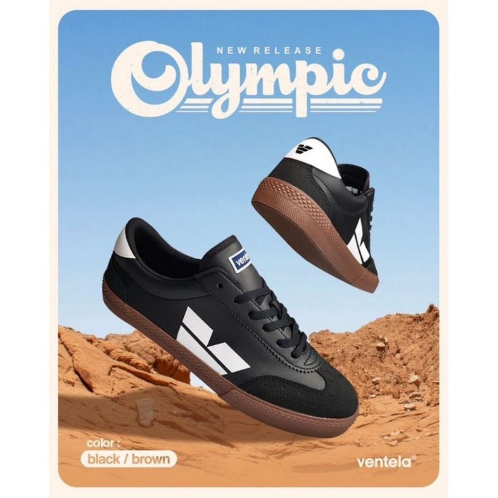 Ventela Olympic Sepatu Sneakers Pria Wanita - Black White