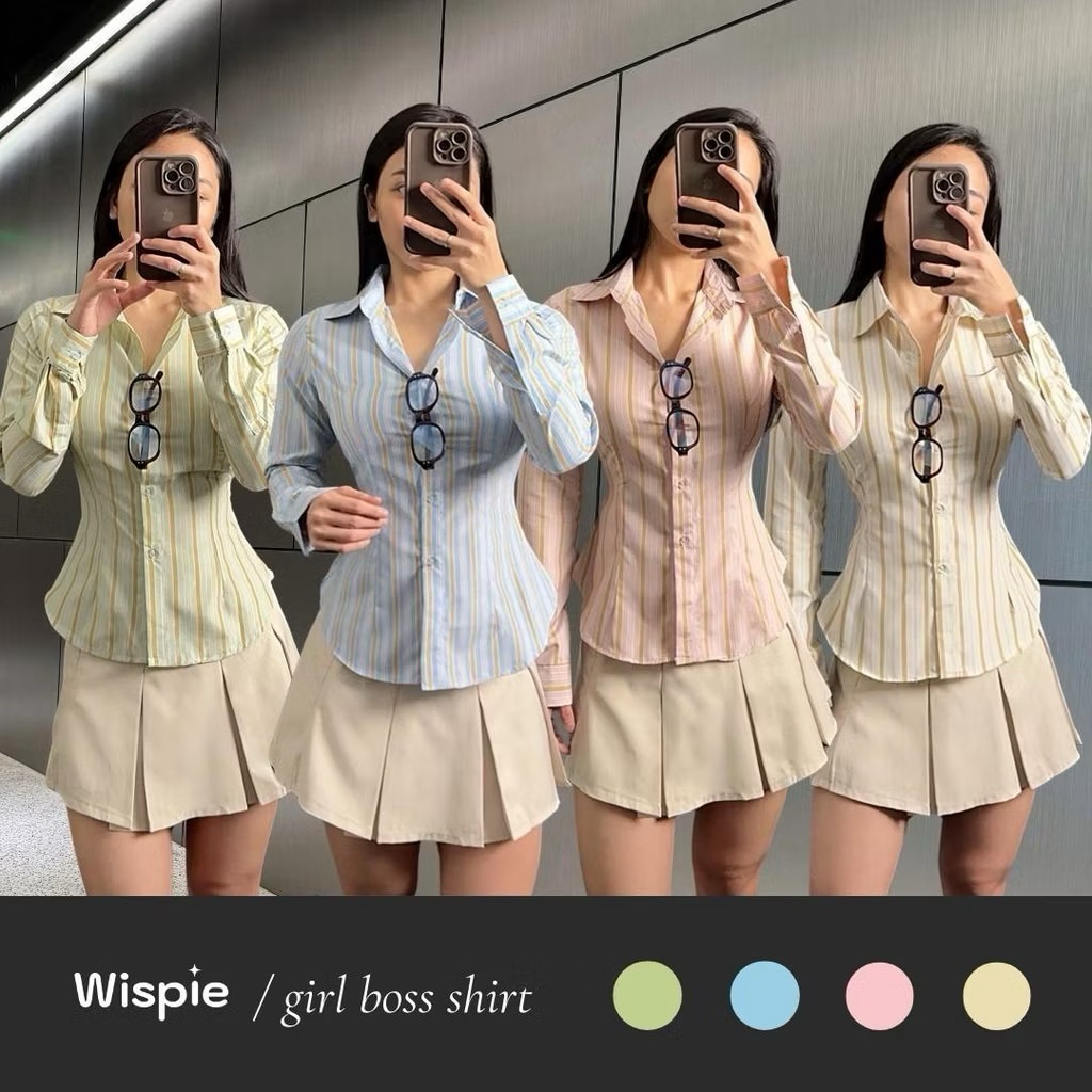 BAJU ATASAN BLOUSE KEMEJA WISPIE GIRL BOSS FITTED SHIRT
