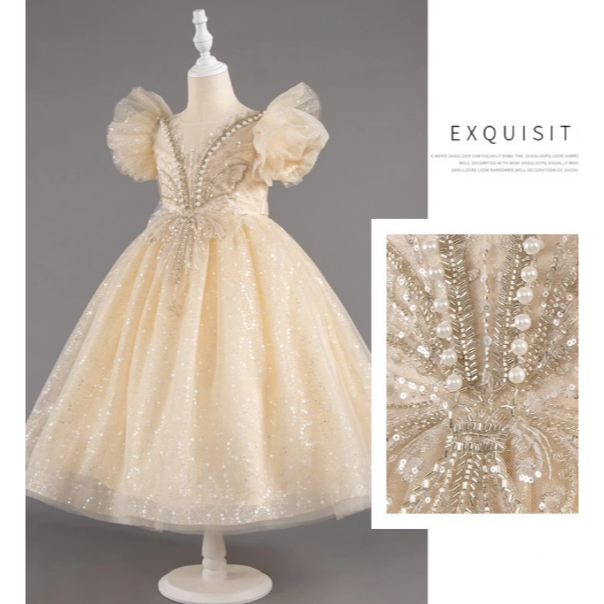 SPP2025-Gaun  natal anak dress natal anak baju natal anak gaun kembang anak gaun mewah gaun payet dr