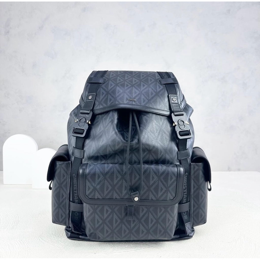 Preloved Christian Dior Hit the Road Backpack CD Diamond Coated Canvas l