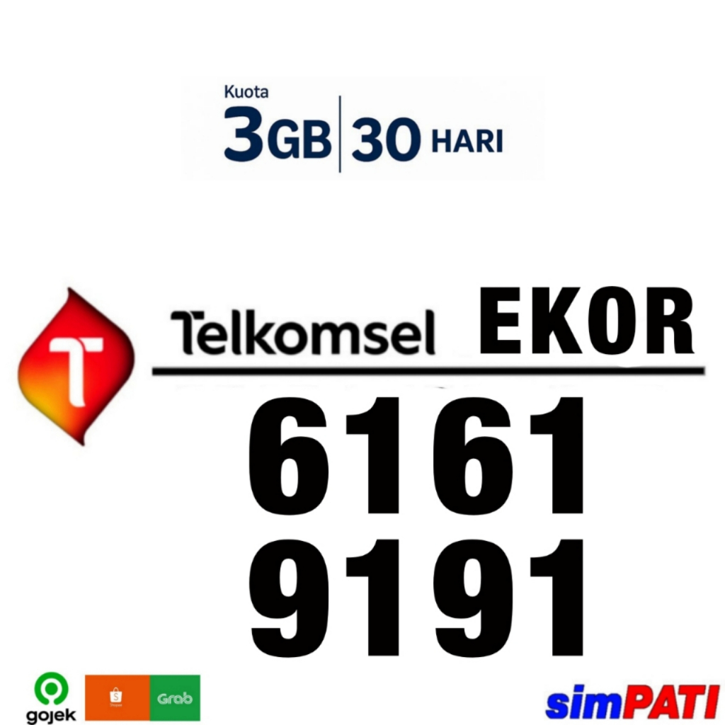 INCLUDE KOUTA 3GB - Kartu Perdana Nomor Cantik Telkomsel Simpati EKOR - DOKTER GIGI gigi - 6161 9191