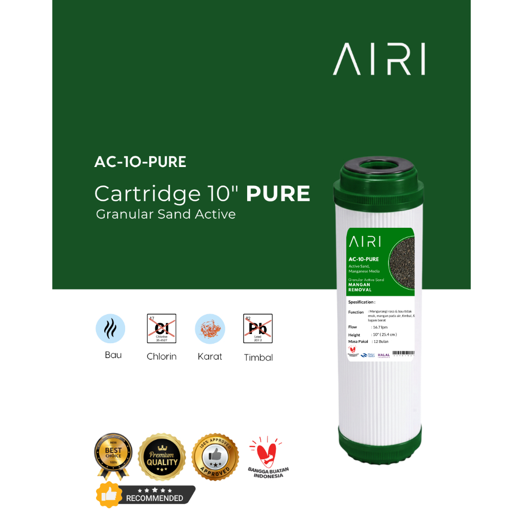 AIRI Cartridge ISI ULANG | Refill | Filter air | 10 INCH MANGANESE GREENSAND Premium