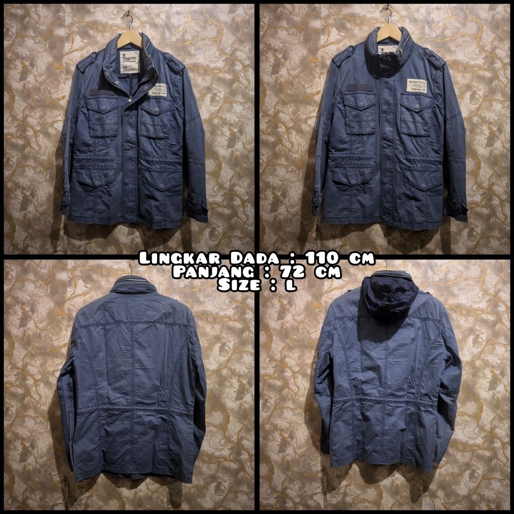 Jaket Parka Military M65 Warna Biru Second Original.