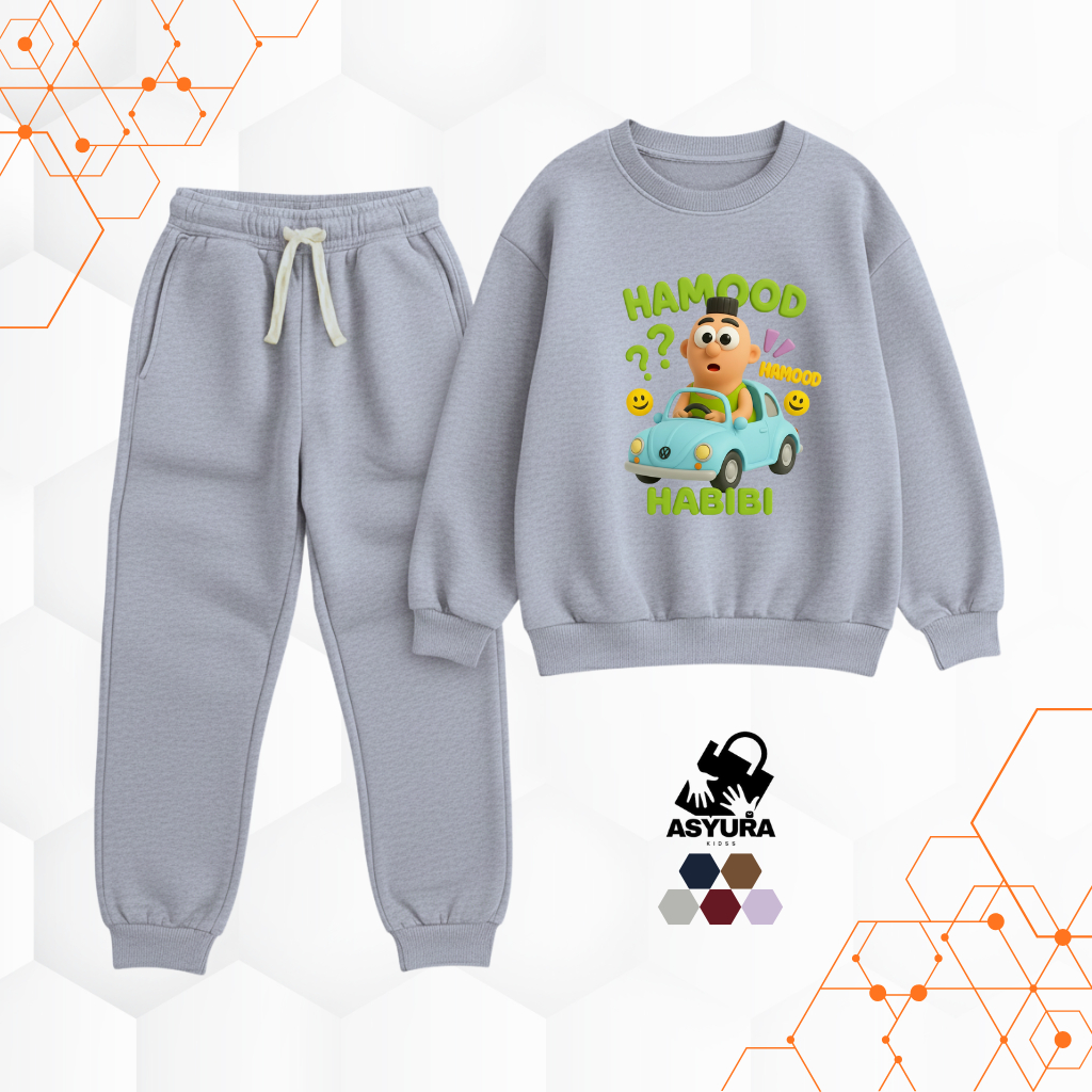 Setelan Anak Hamood Habibi Baby Terry | Baju Anak Usia 1–8 Tahun Nyaman & Adem Lucu