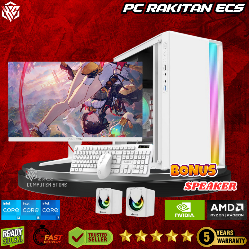 PC Rakitan ECS Core i5 Fullset RAM 16GB SSD HDD/Paket Komputer/CPU Office/Admin/Edting/Gaming 1 Set