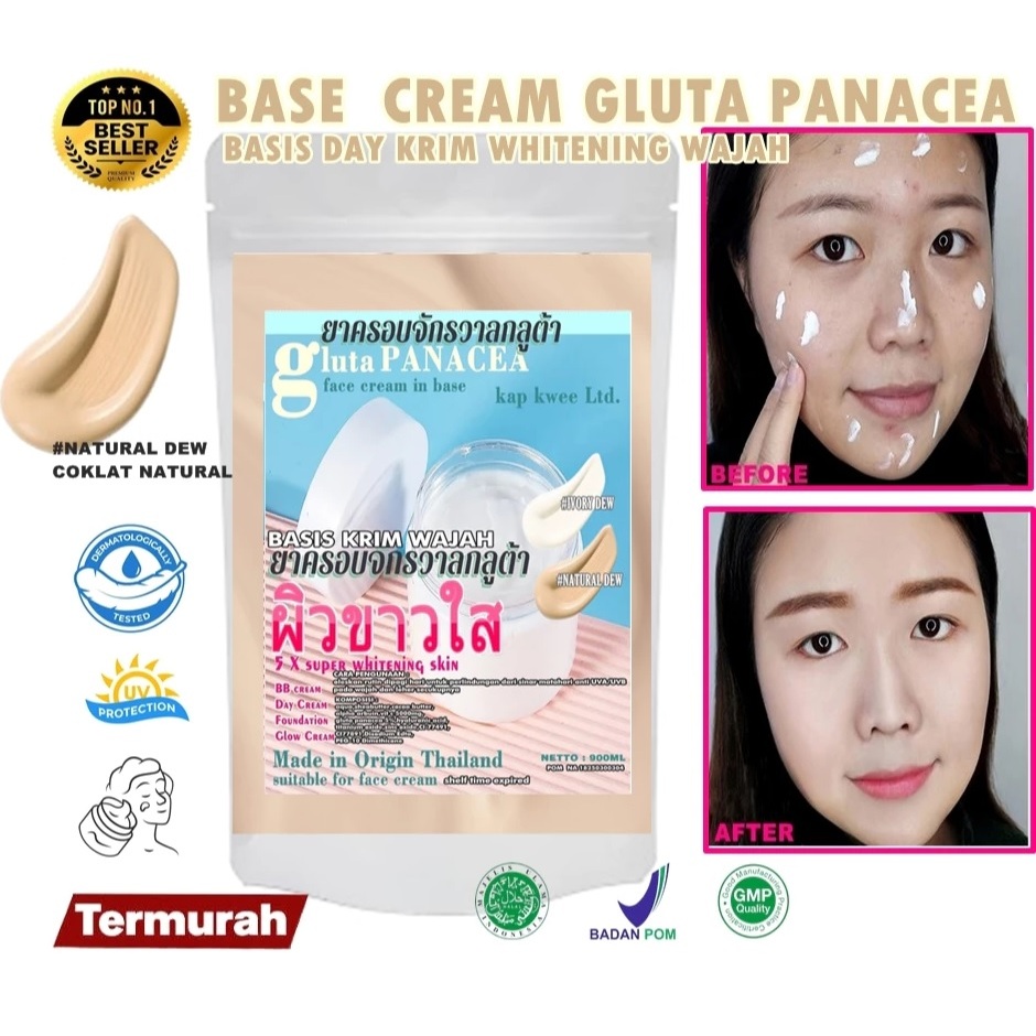 BASE CREAM GLUTA PANACEA KRIM WAJAH DAY CREAM BASIS KRIM PAGI PEMUTIH WAJAH THAILAND 1KG BPOM HALAL