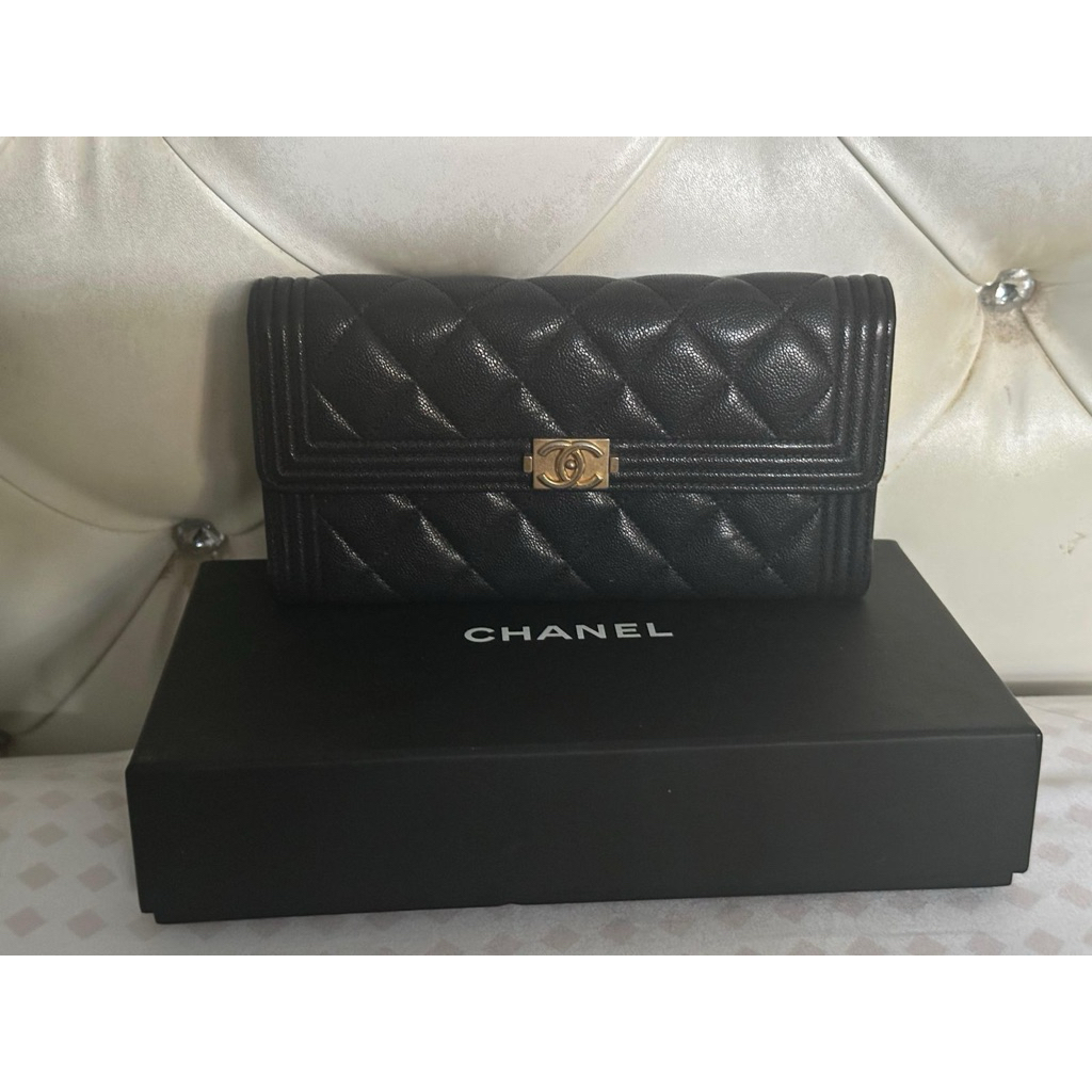chanel boy long wallet authentic