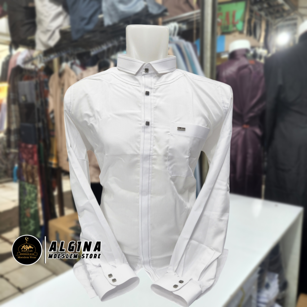 Koko Al Wafa Putih Lengan Panjang Manset Kancing Thailand | Baju Muslim Lengan Panjang Al Wafa Premi