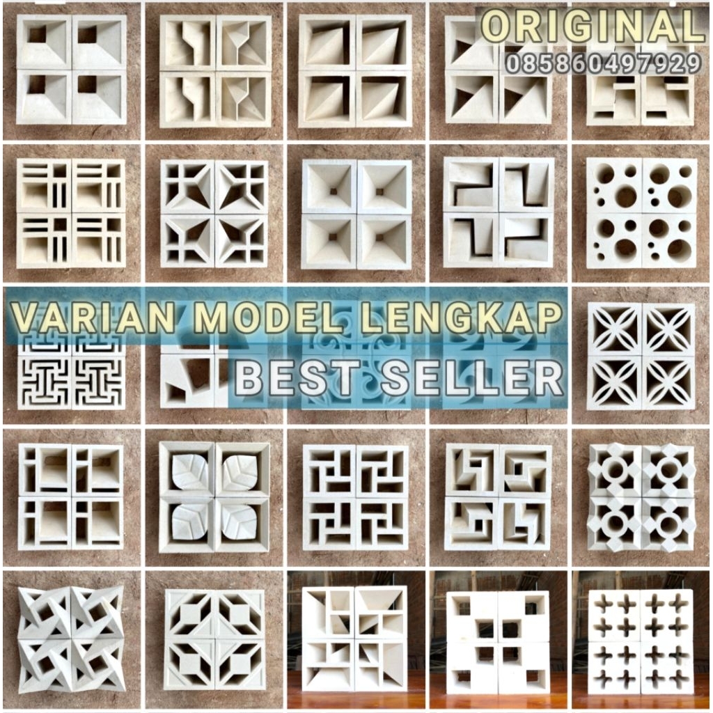 ROSTER BETON MINIMALIS All motif, LOSTER BETON MINIMALIS, lubang angin rumah, roster putih, ventilas